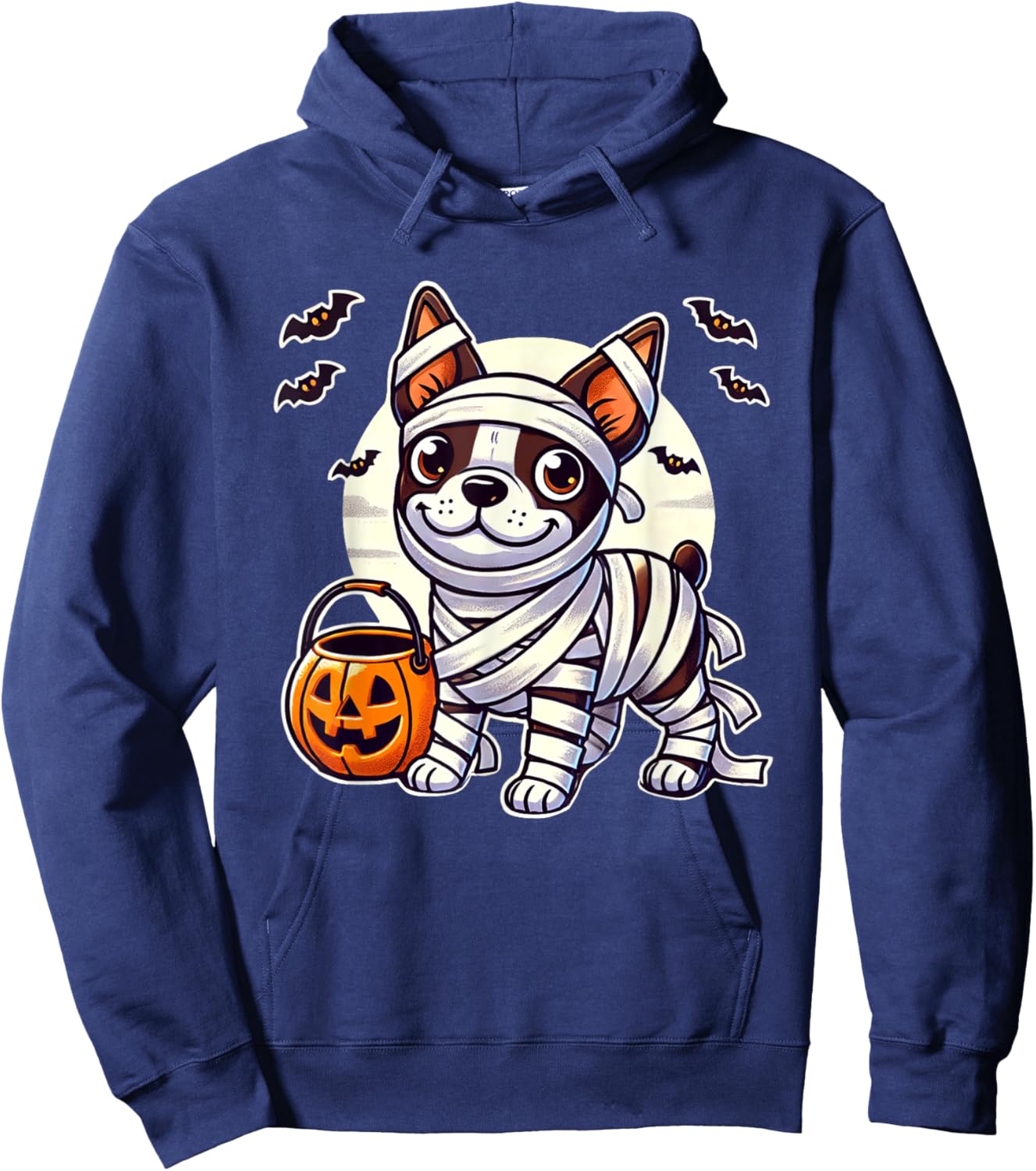 Boston Terrier Halloween Mummy Cute Boston Terrier Hoodie - Hoodie | Navy
