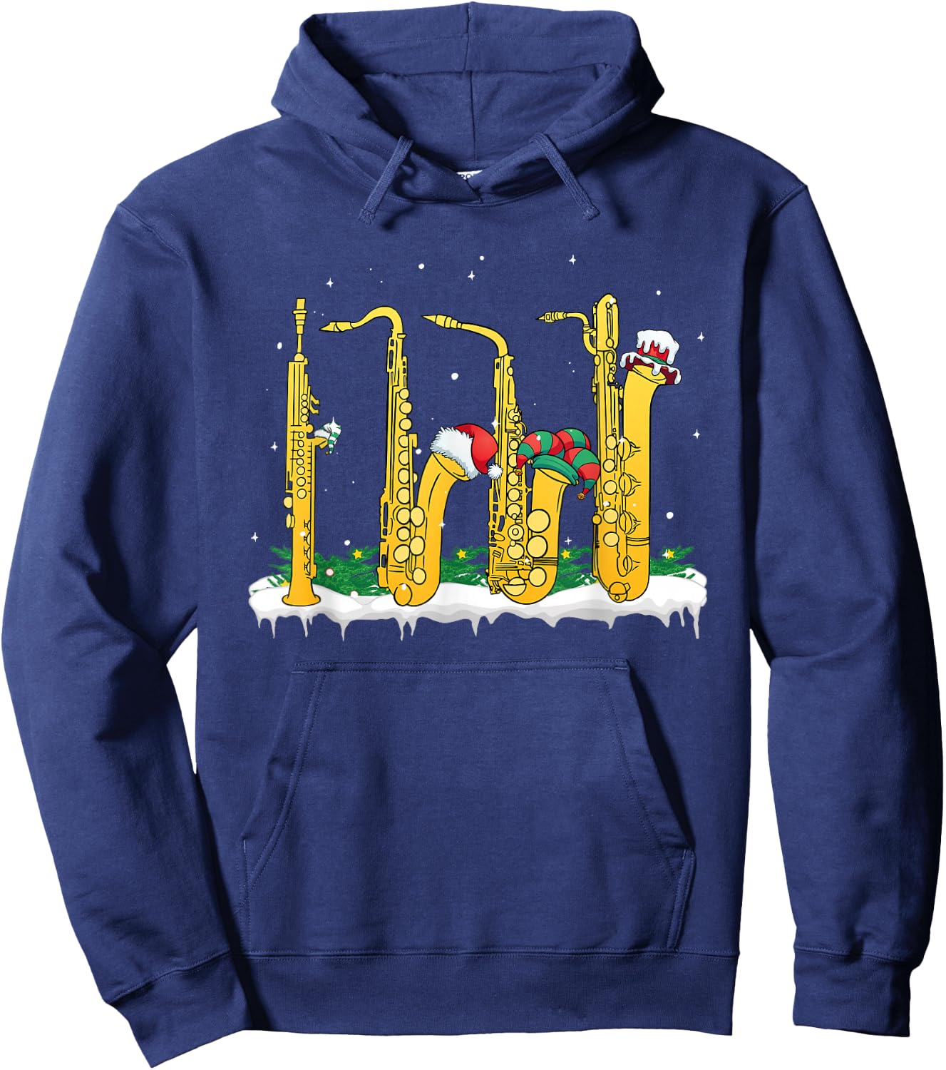 Marching Band Musician Sax Player Christmas Saxophone Hoodie - Hoodie | Navy