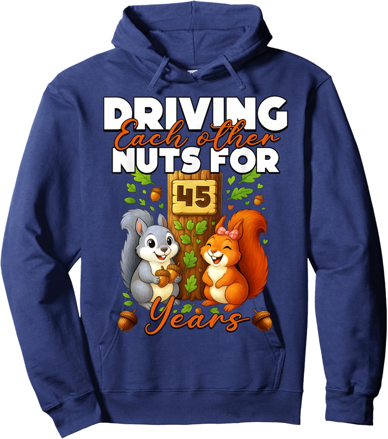 45 Years Couple 45th Wedding Anniversary Matching Squirrel Hoodie - Hoodie | Navy