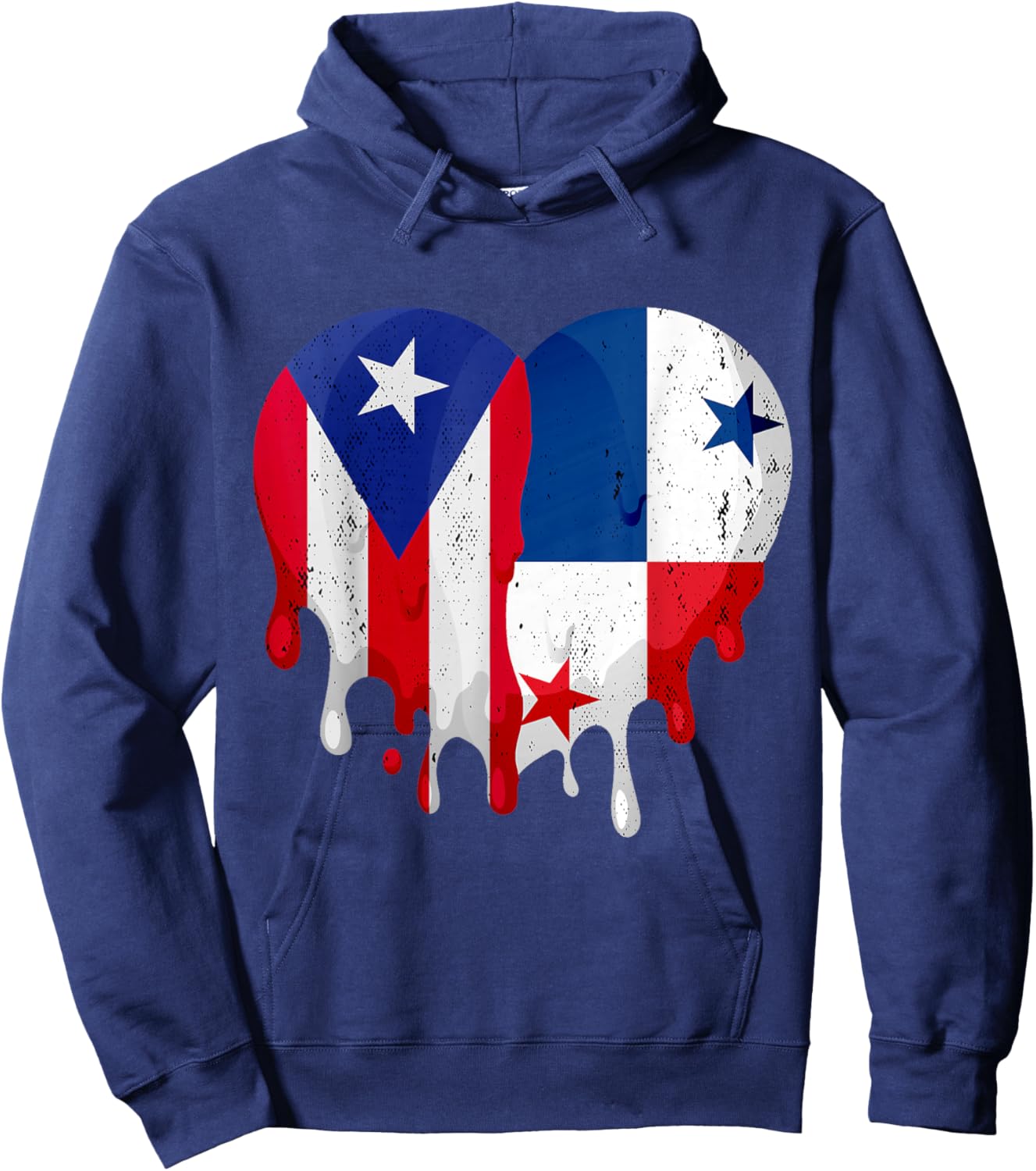 Puerto Rico Panama Flag Heart Citizen Grown Patriot Country Hoodie - Hoodie | Navy