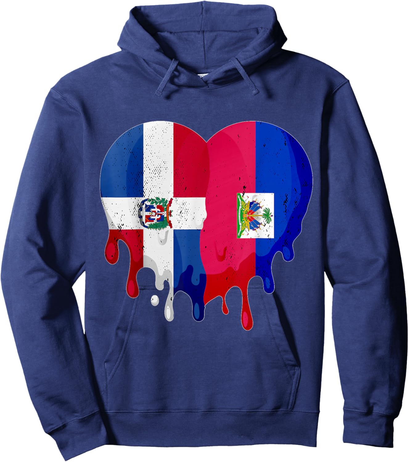 Dominican Republic Haiti Flag Heart Citizen Patriot Hoodie - Hoodie | Navy
