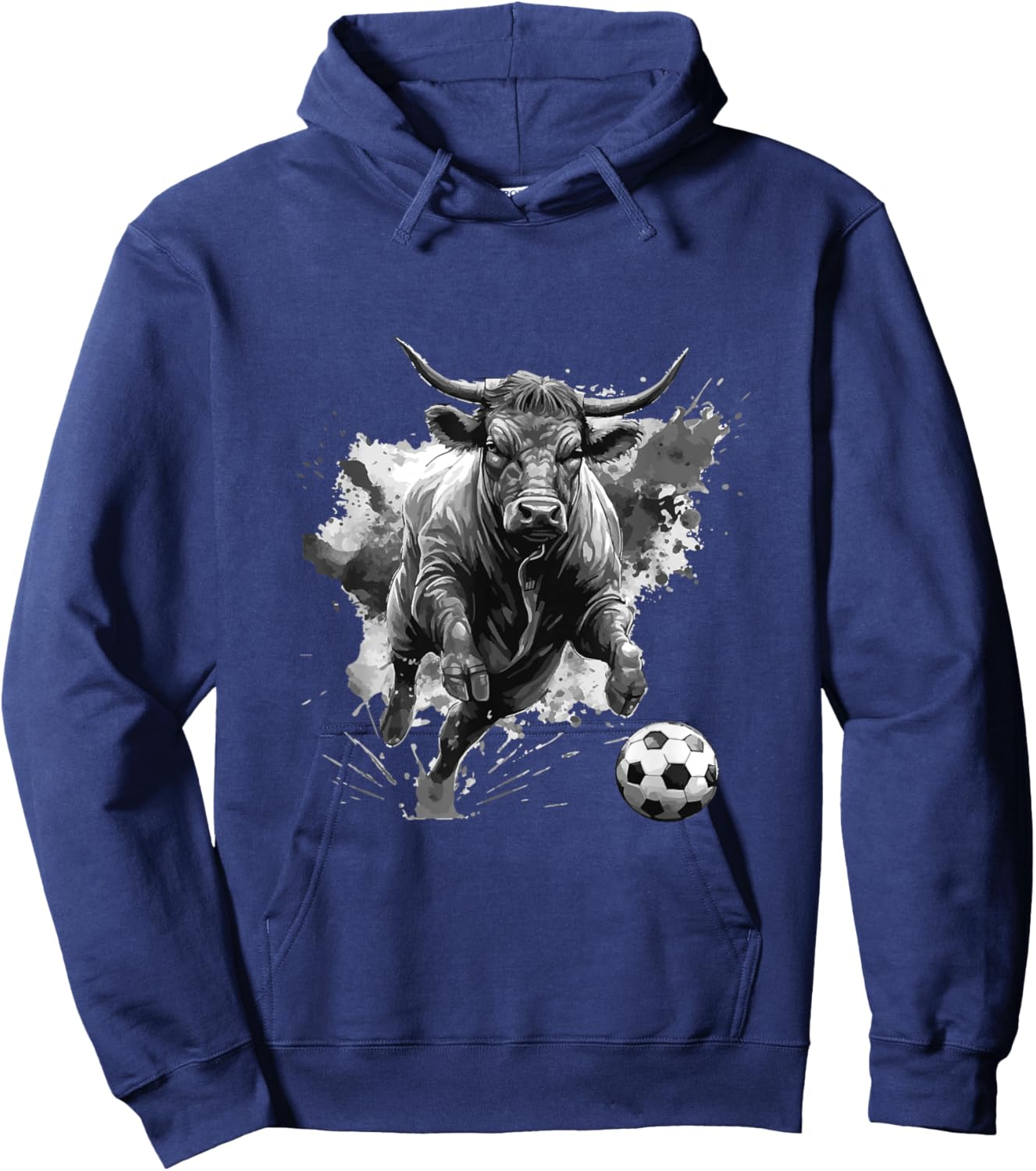 Bull Playing Soccer Animal Hoodie - Hoodie | Navy