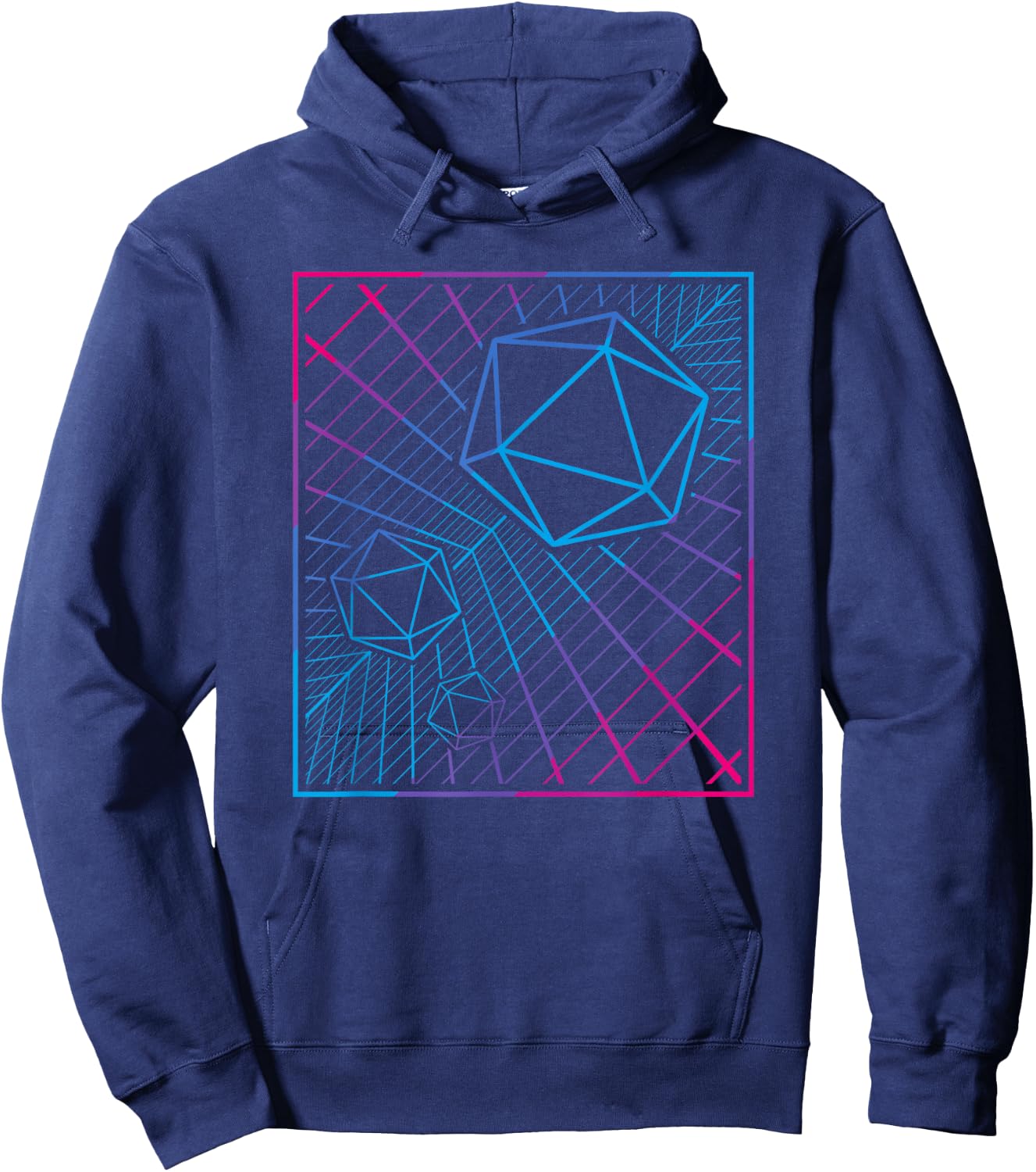 D20 Dice Synthwave Retro 80s TTRPG Synthesizer Music Hoodie - Hoodie | Navy