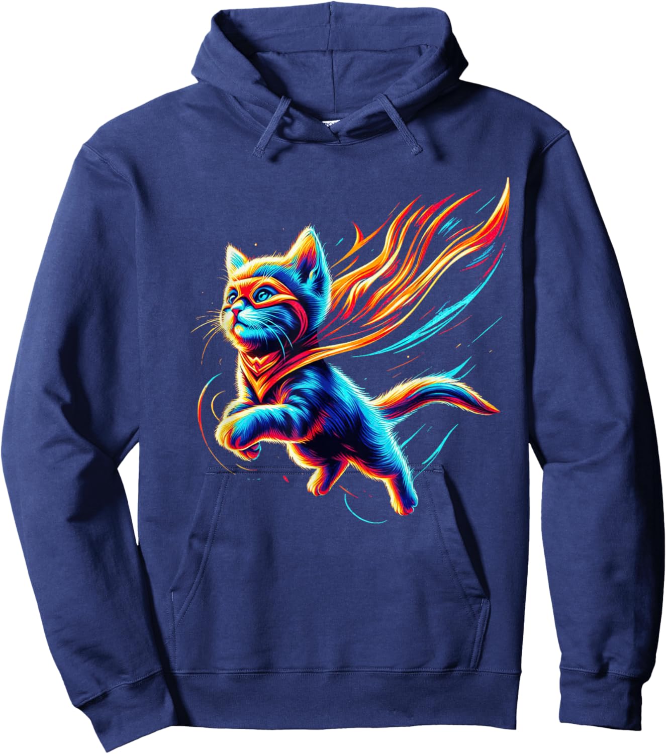 Heroic Kitten Super Cat Superhero Cute Vibrant Adorable Art Hoodie - Hoodie | Navy