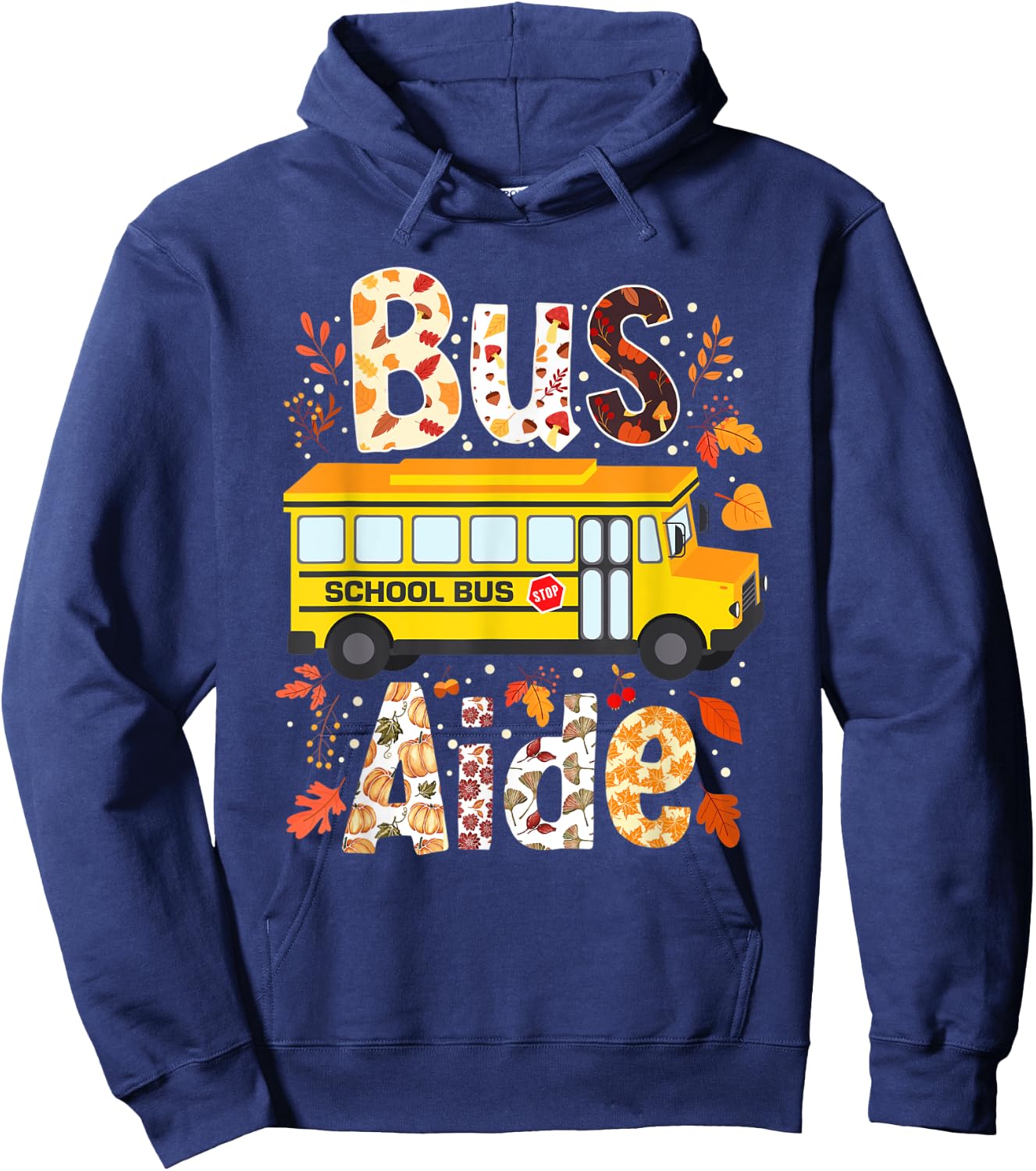 Leopard Pumpkins Bus Driver Fall Bus Aide Thanksgiving Hoodie - Hoodie | Navy