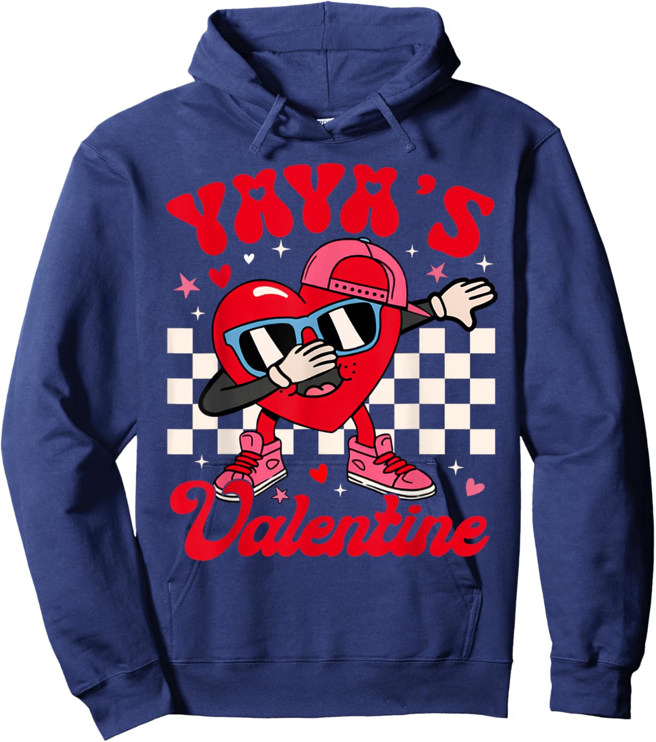Groovy Dabbing Heart Yaya’s Valentine Boy Girl Men Women Hoodie - Hoodie | Navy