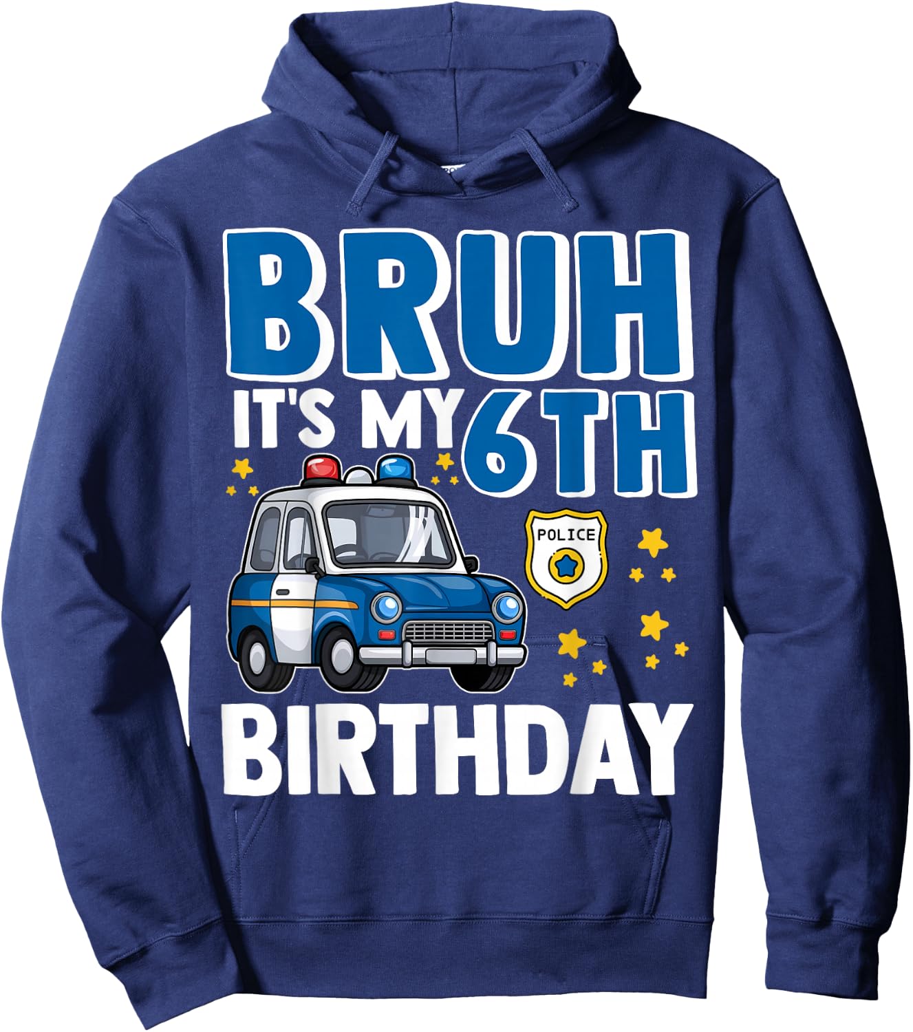 Six 6yr 6th Police Car Birthday Boy Cop Policeman 6 Year Old Hoodie - Hoodie | Navy