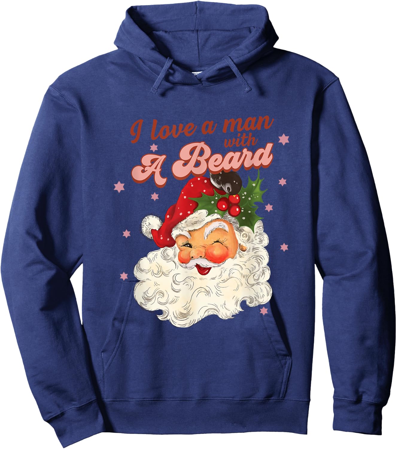 Vintage Santa Christmas I Love A Man With A Beard Hoodie - Hoodie | Navy