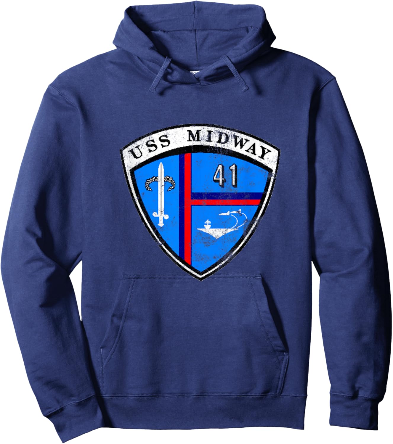USS Midway CV 41 Aircraft Carrier Veteran Flag Patriotic Hoodie - Hoodie | Navy