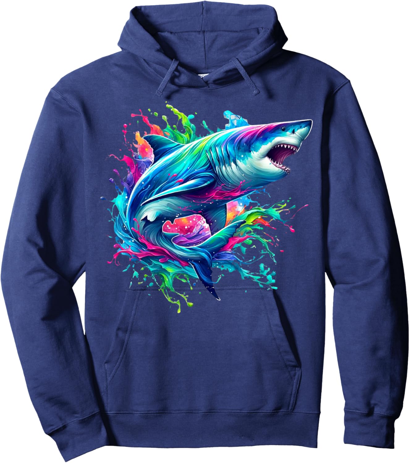 Shark Marine Biologist Paint Splash Ocean Animal Shark Lover Hoodie - Hoodie | Navy