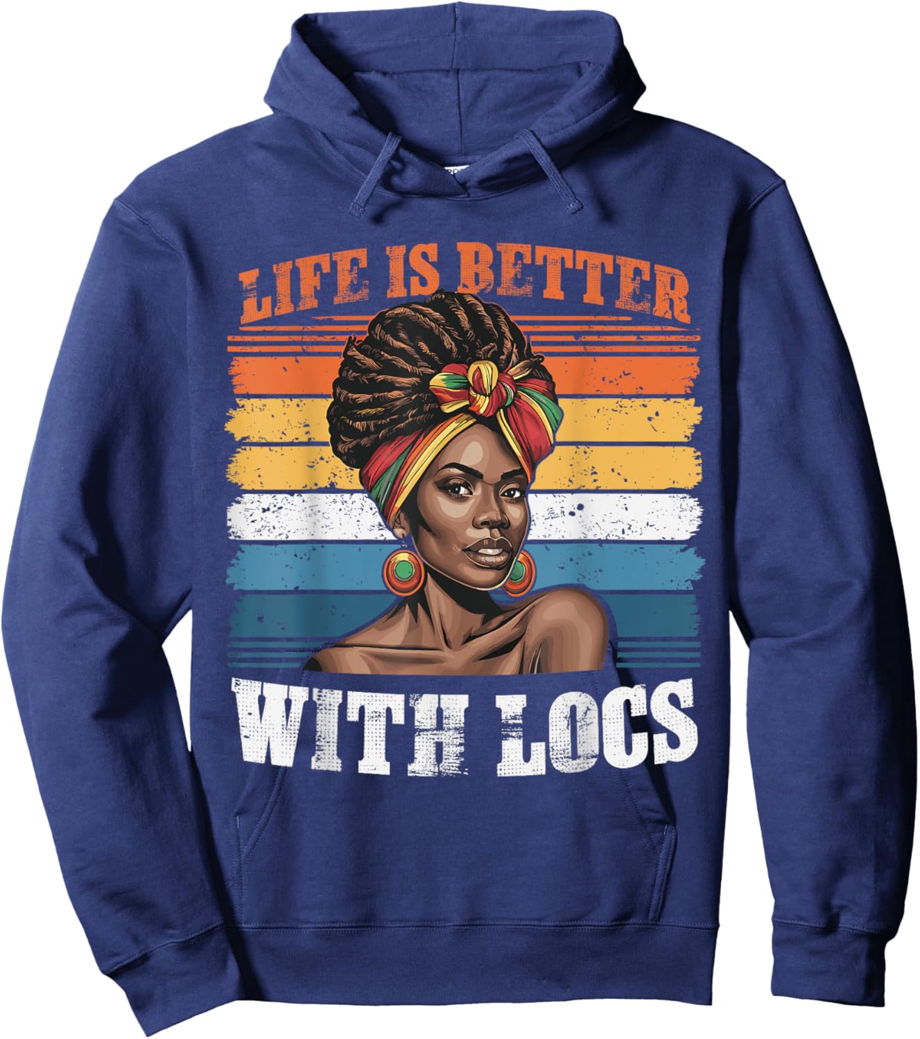 Life Is Better With Locs Black Women Melanin African Ladies Hoodie - Hoodie | Navy