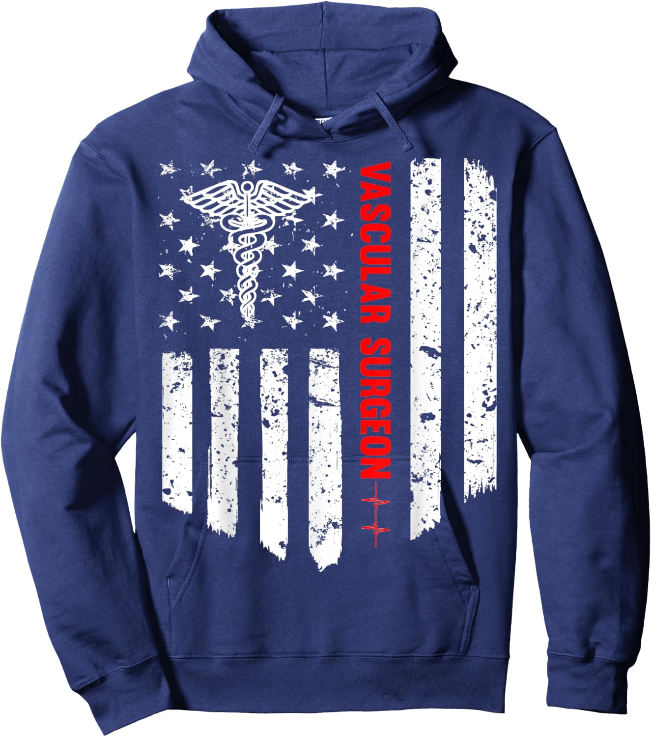 Vascular Surgeon American Flag Patriotic Medicine Gift Women Men Hoodie - Hoodie | Navy