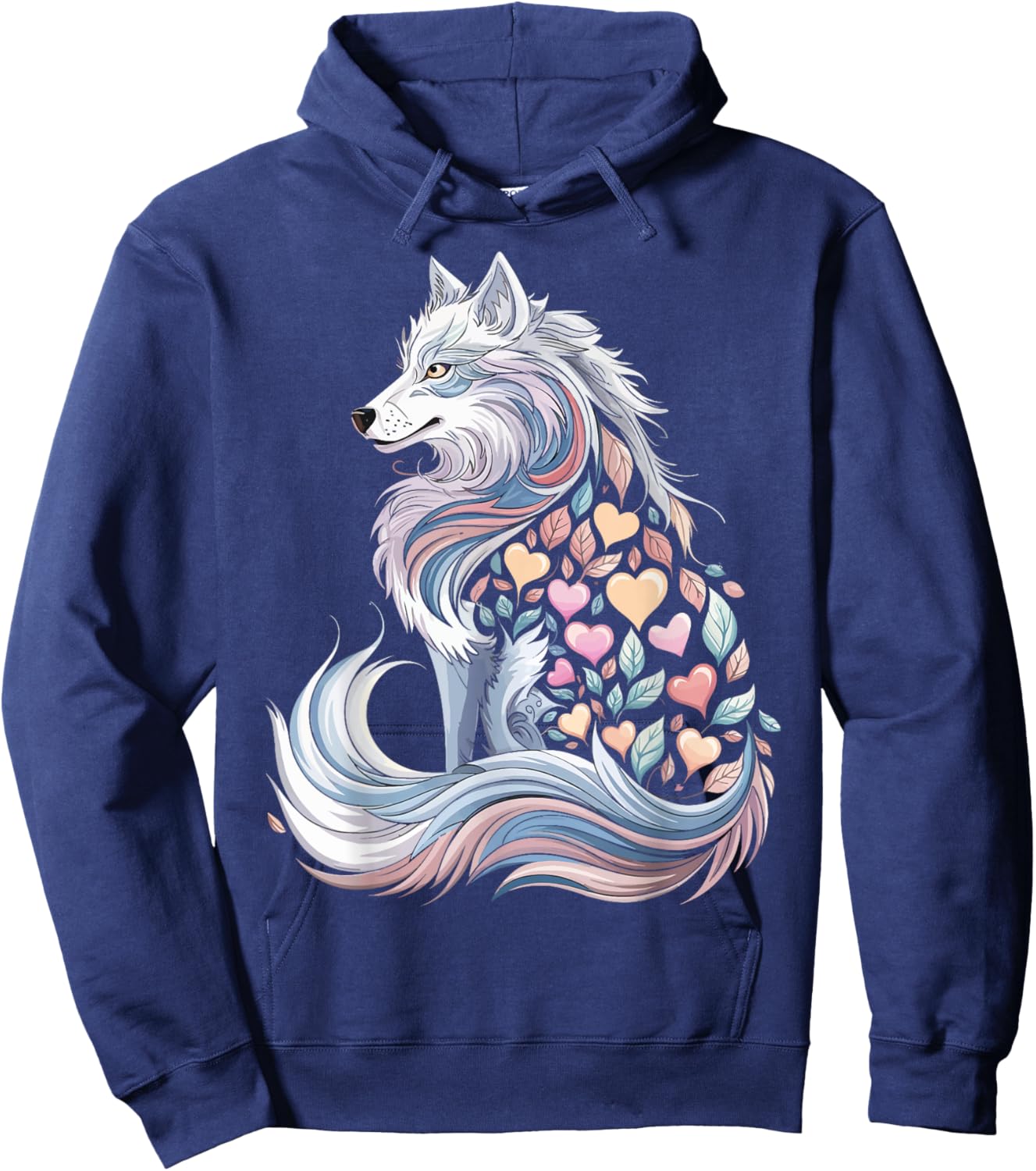 Wolf Heart Valentine's Day Animal Lover Couples Matching Hoodie - Hoodie | Navy