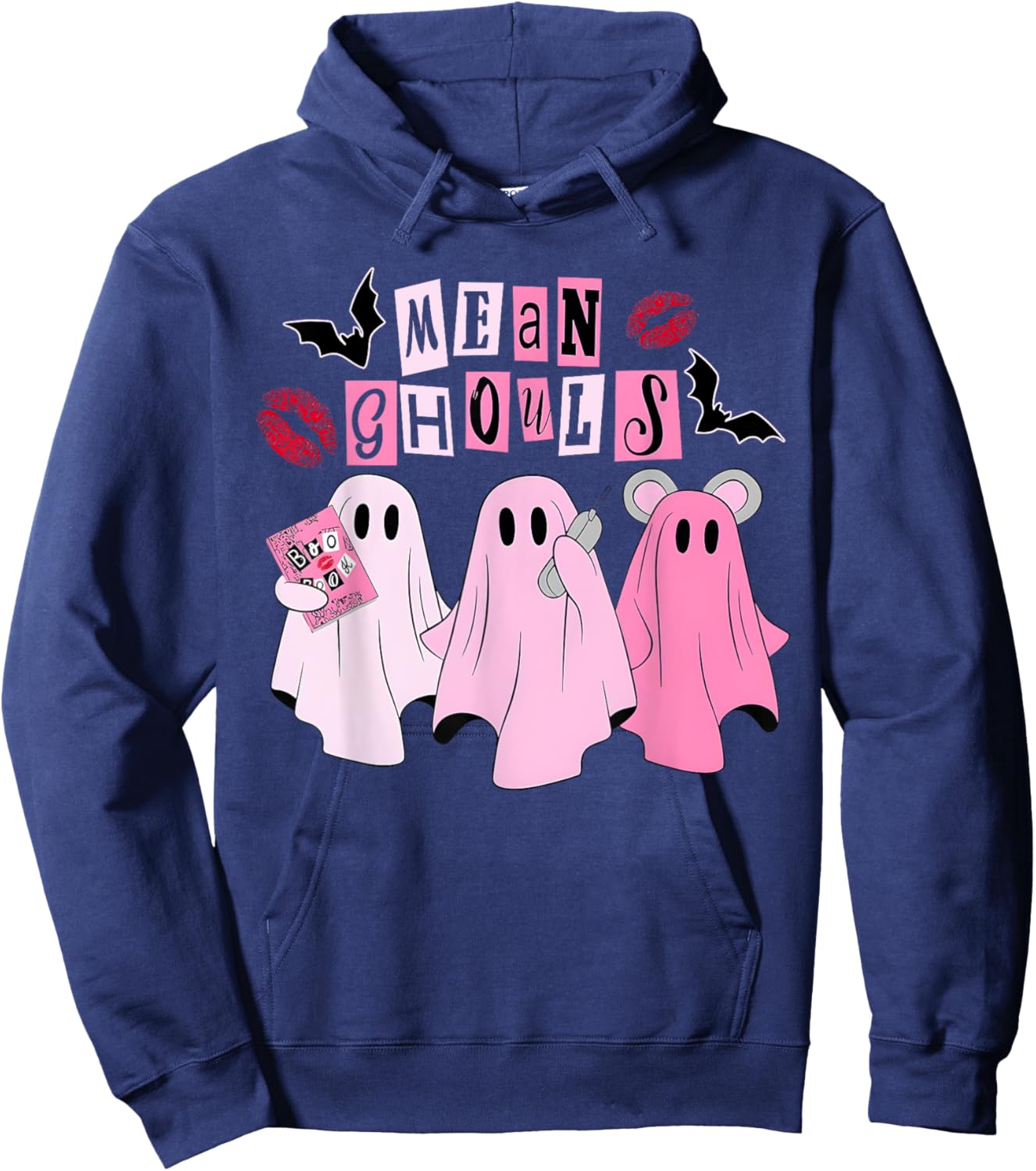 Cute Ghost Mean Ghouls Halloween Costume Spooky Season Girls Hoodie - Hoodie | Navy