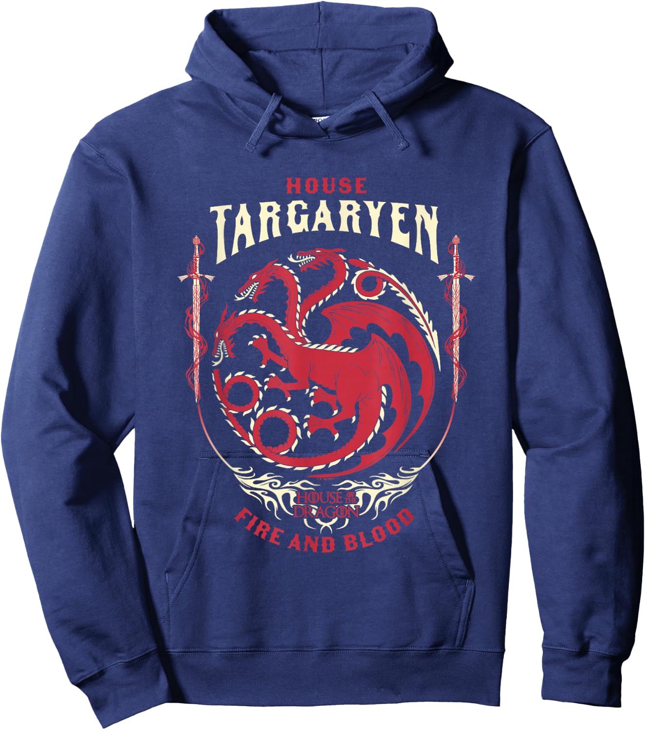 House of the Dragon House Of Targaryen Fire And Blood Badge Hoodie - Hoodie | Navy