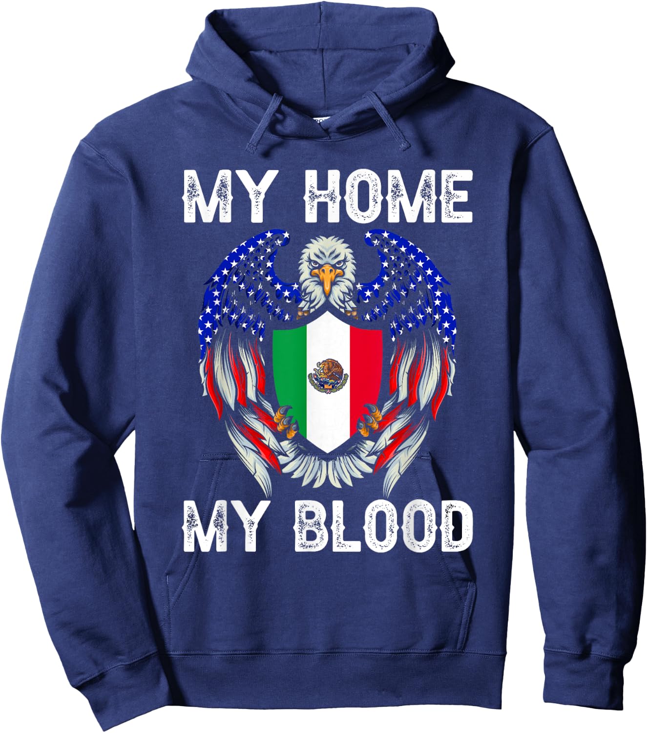 My Blood my Home Vintage American Grown with Mexican Roots Hoodie - Hoodie | Navy