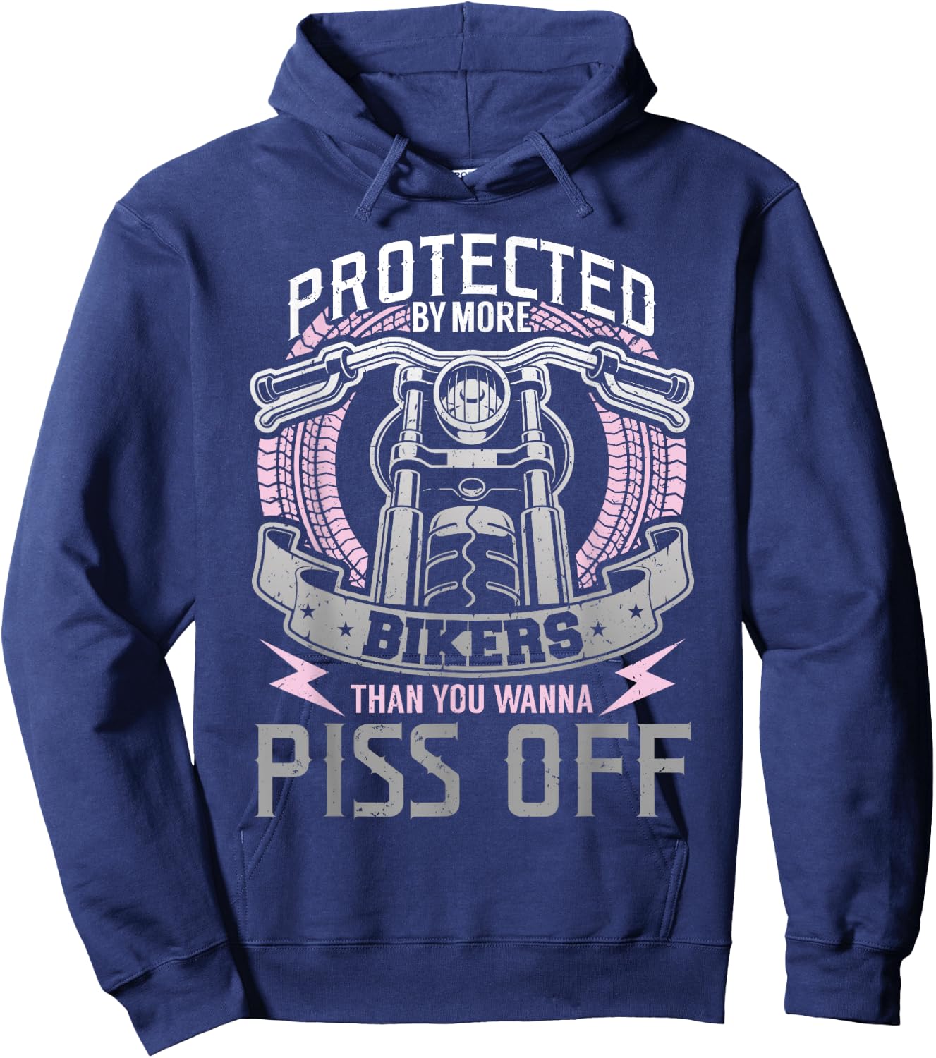 Motorcycle Protected By More Bikers Girlfriend Wife Hoodie - Hoodie | Navy