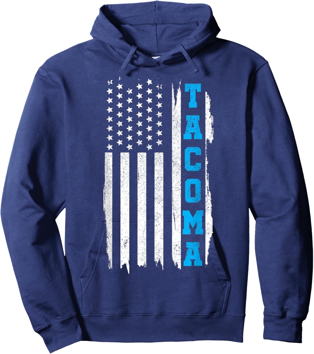Tacoma Washington American Flag Vintage Patriotic Hoodie - Hoodie | Navy