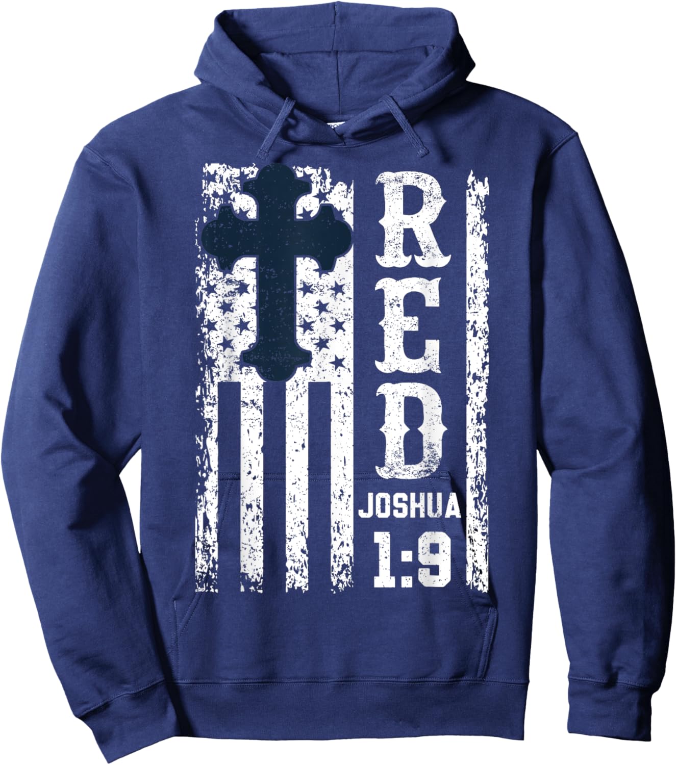 Red Friday Joshua 1 9 Bible Cross Christian Military US Flag Hoodie - Hoodie | Navy