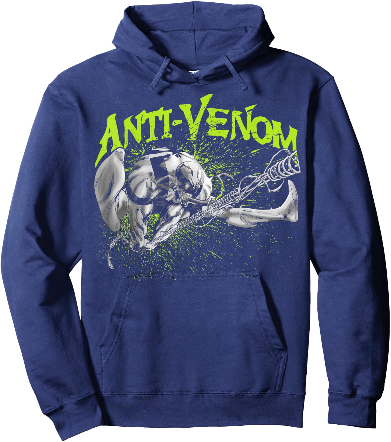 Marvel Anti-Venom Green Splatter Web Swing Action Shot Hoodie - Hoodie | Navy