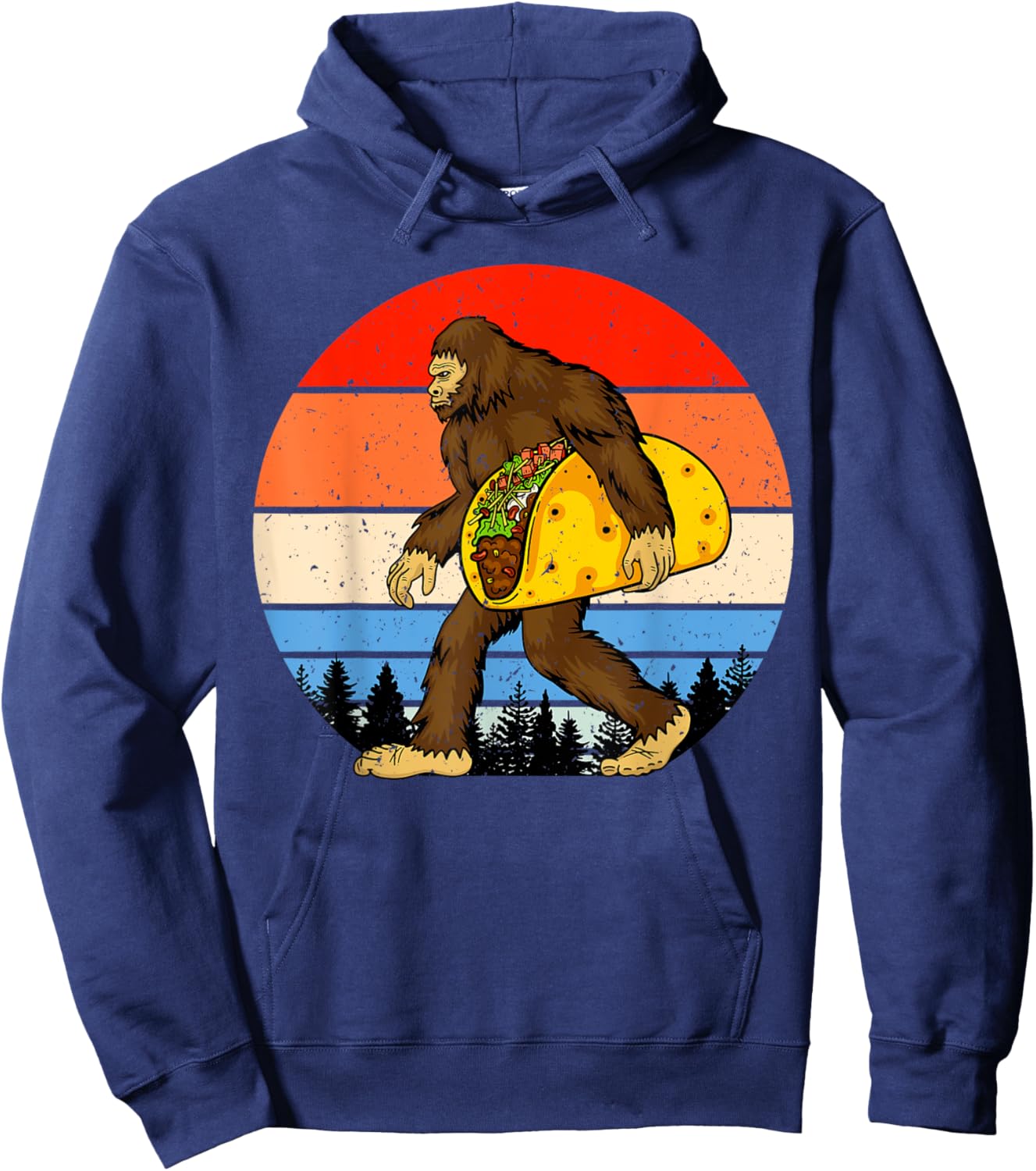 Funny Bigfoot, Taco Lover, Bigfoot Taco, Bigfoot Hoodie - Hoodie | Navy