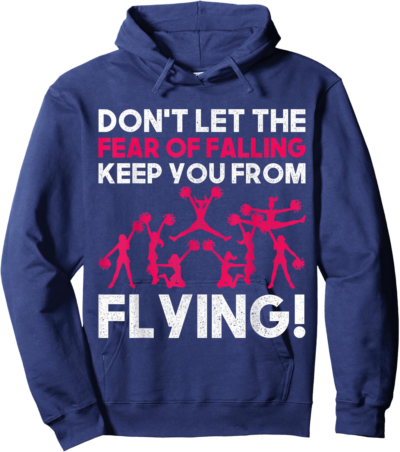 Funny Cheerleader Flying and Falling Cheerleading Design Hoodie - Hoodie | Navy