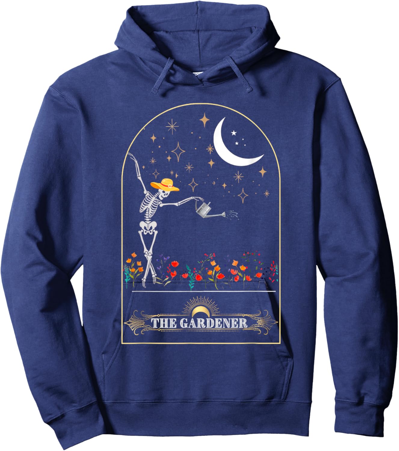 The Gardener Skeleton Tarot Card Gardening Planting Plant Hoodie - Hoodie | Navy