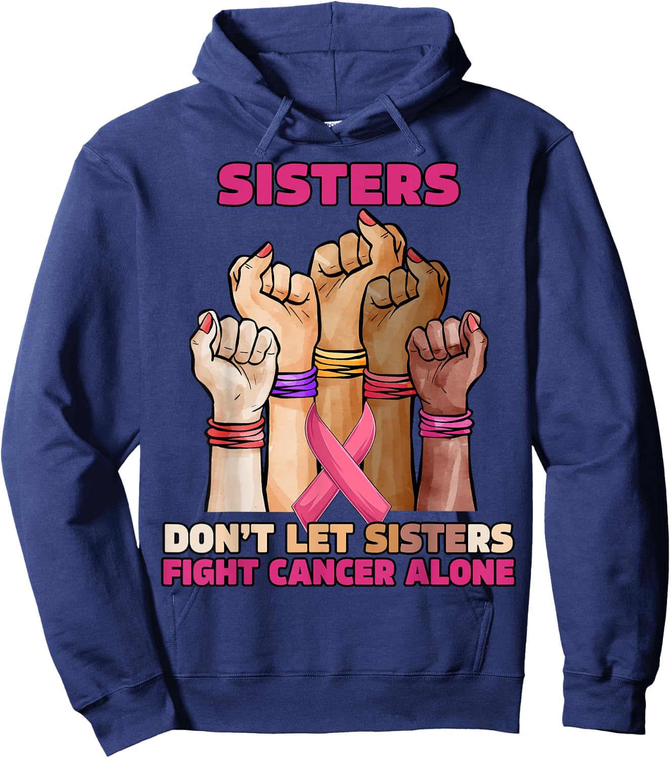 Pink Ribbon Breast Cancer Awareness Pink Ribbon October Hoodie - Hoodie | Navy