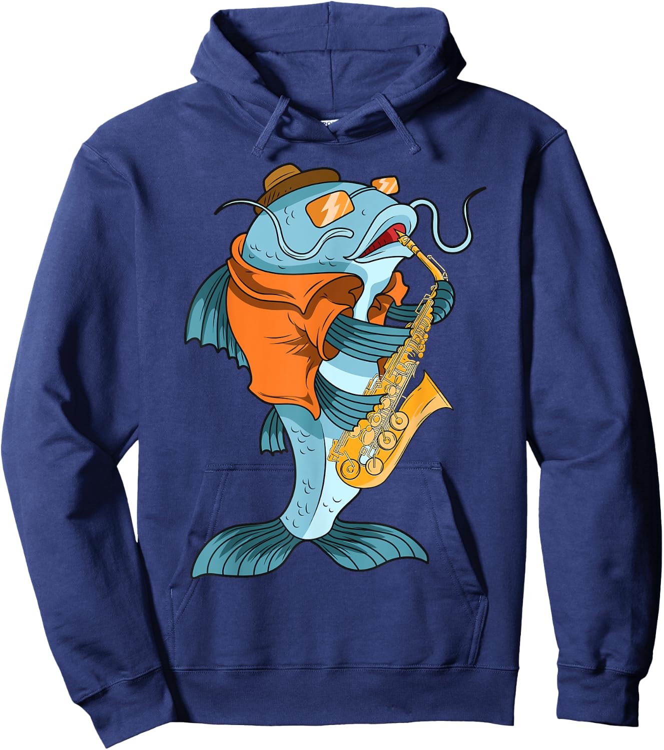 Catfish Saxophonist Saxophone Lover Musicians Fish Owner Hoodie - Hoodie | Navy