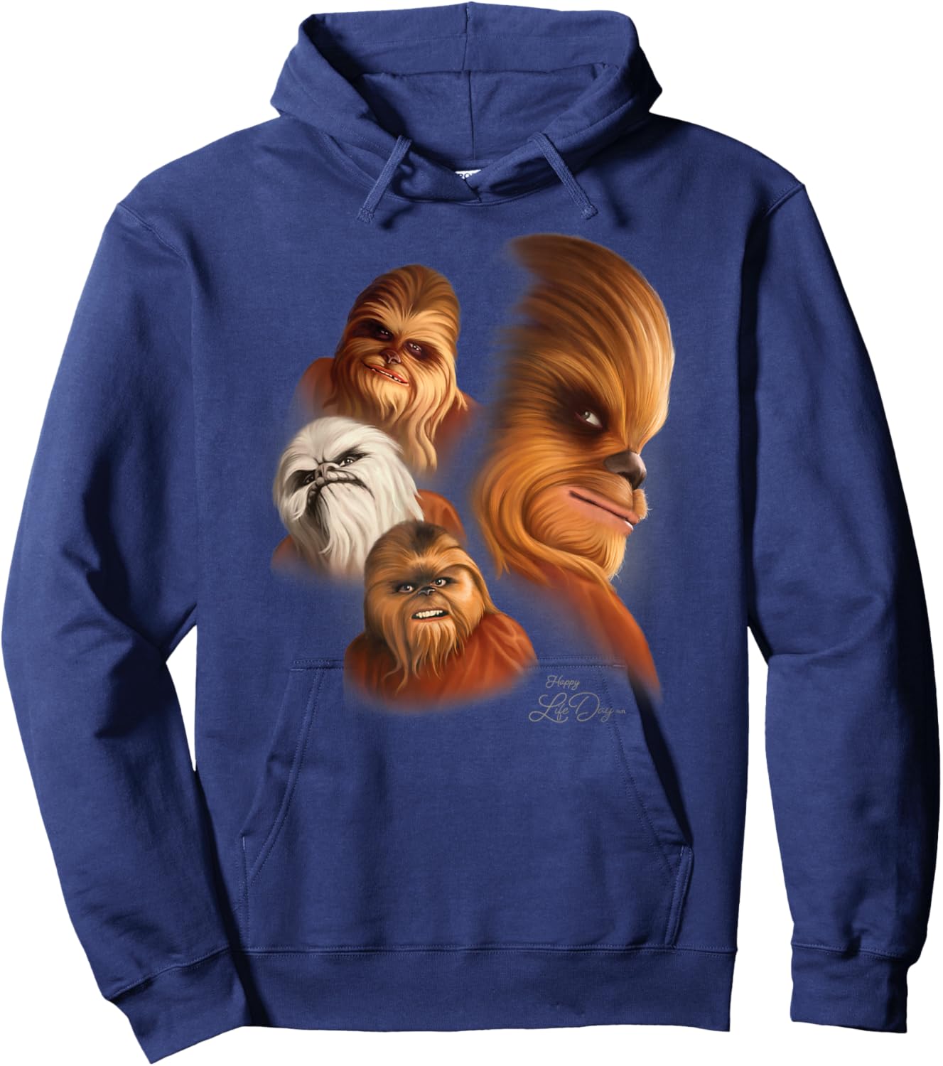 Star Wars Holiday Special Chewbacca Wookiee Happy Life Day Hoodie - Hoodie | Navy