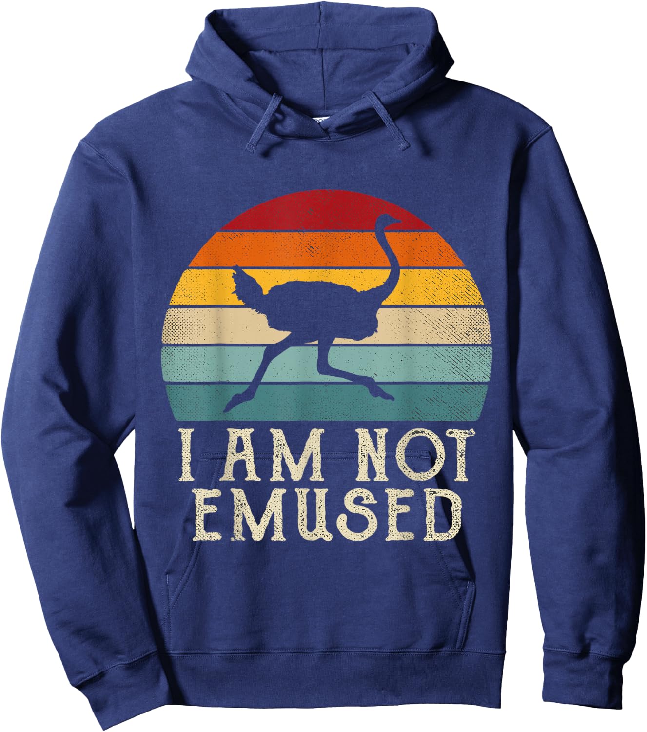 NOT EMU-SED Funny Emu Not Amused Ostrich Retro Hoodie - Hoodie | Navy