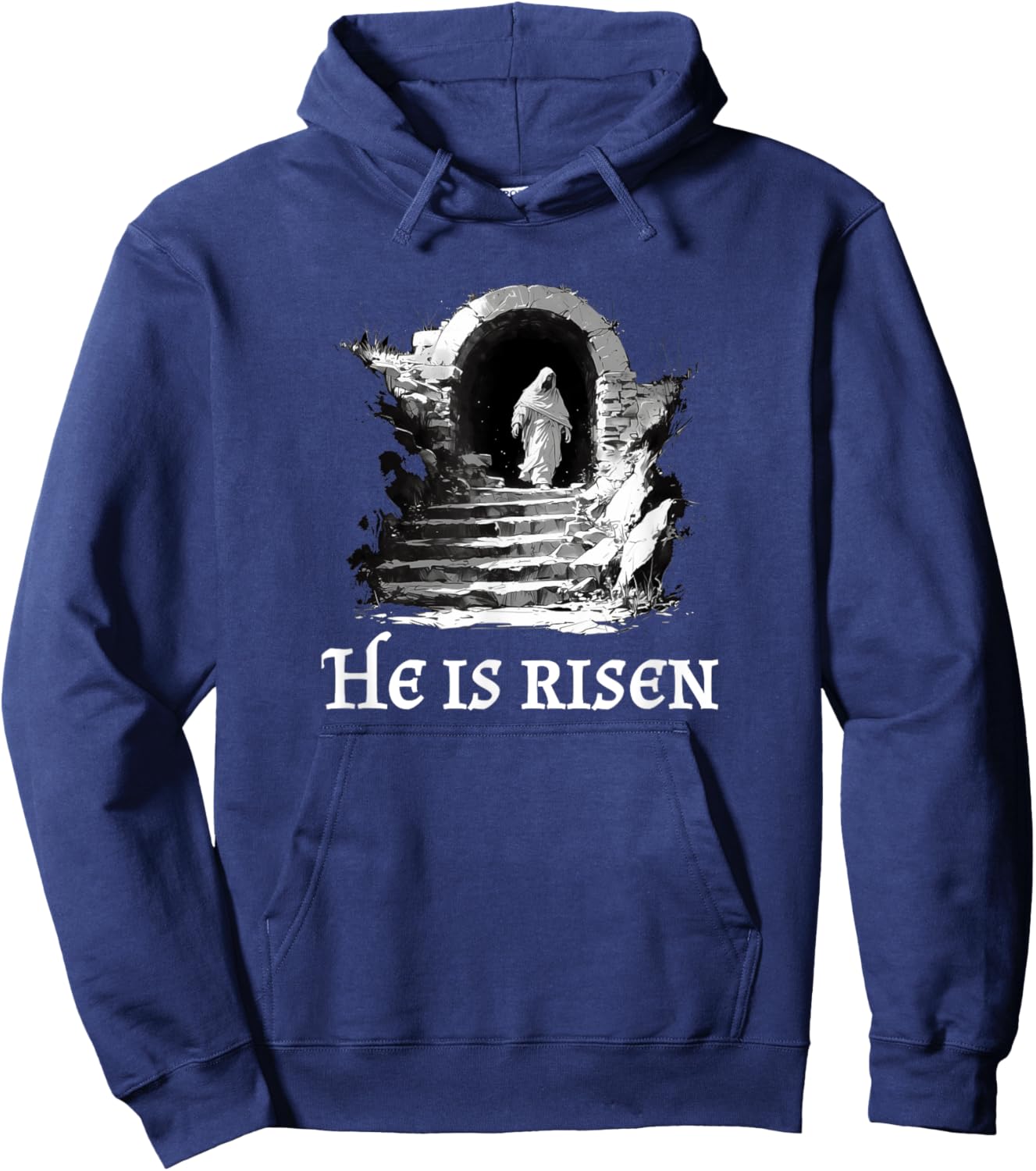 He Is Risen! Cross Jesus, Easter Day Christians Vintage Gift Hoodie - Hoodie | Navy