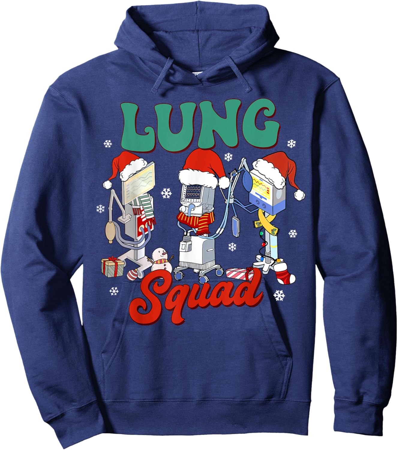 Lung Squad Ventilator Santa Respiratory Therapist Christmas Hoodie - Hoodie | Navy