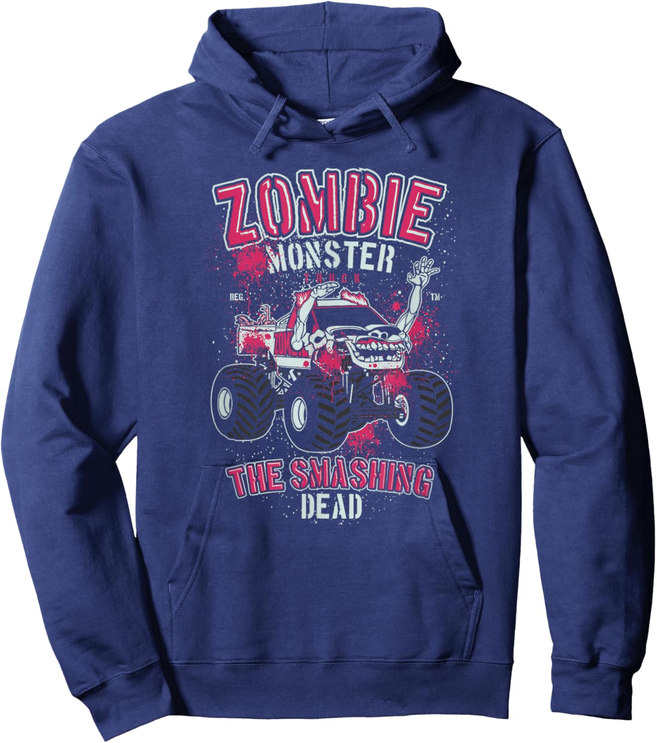 Funny Monster Truck Zombie Monster the Smashing Dead Truck Hoodie - Hoodie | Navy