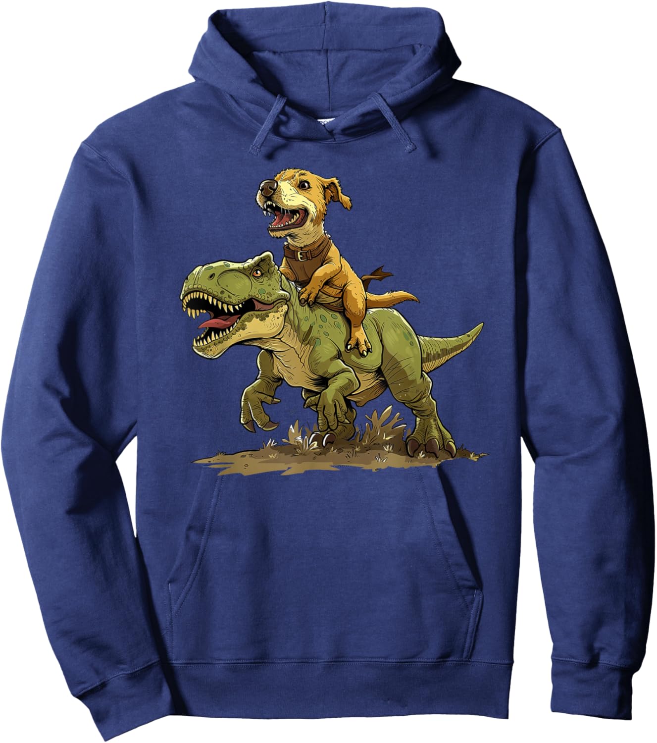 Funny Dog Riding A Dinosaur - Doggosaur - Dinosaur Dog Hoodie - Hoodie | Navy