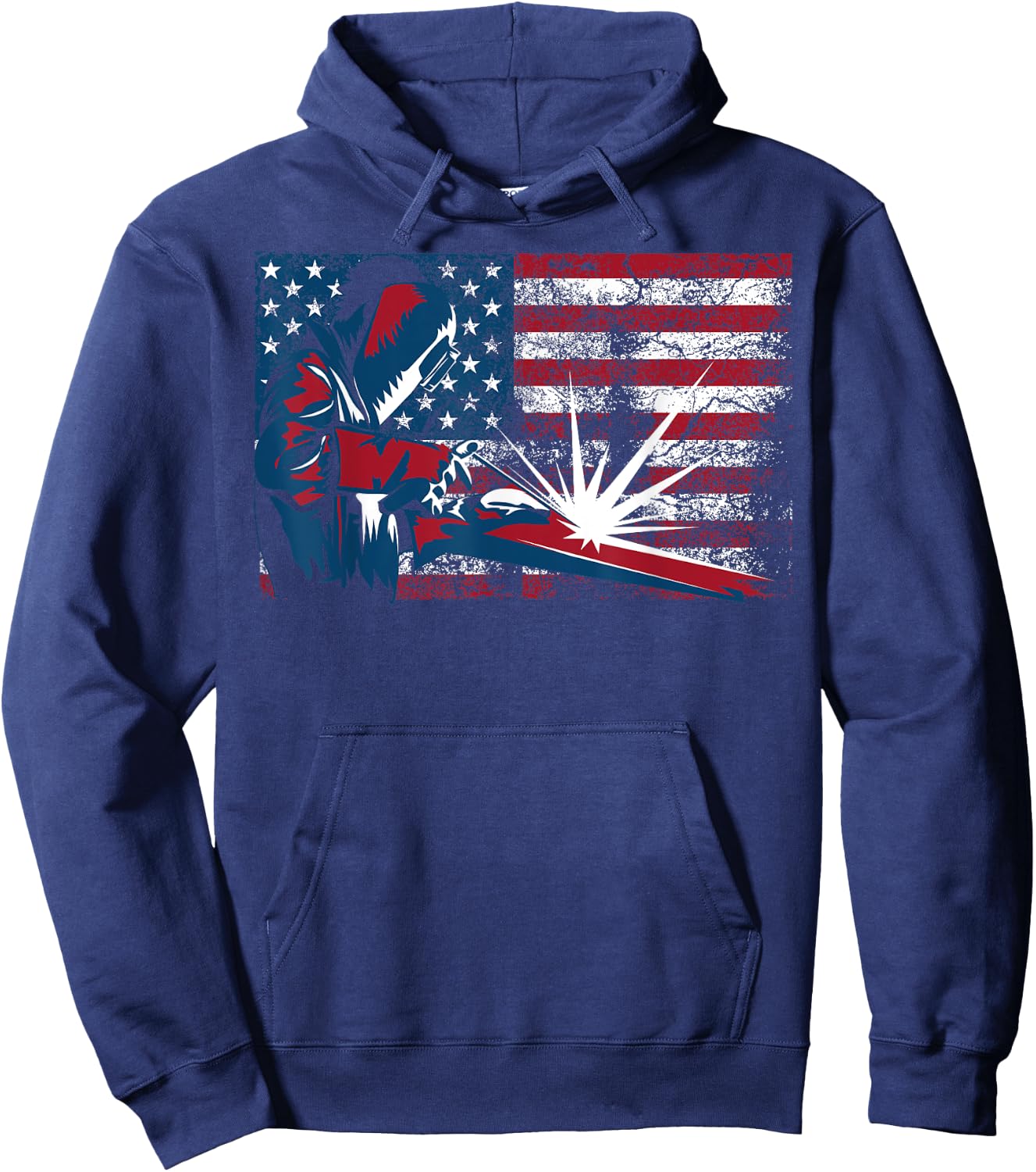 Welder American Flag | Cute Lit Operator Funny US Gift Women Girls Kids Men Hoodie - Hoodie | Navy