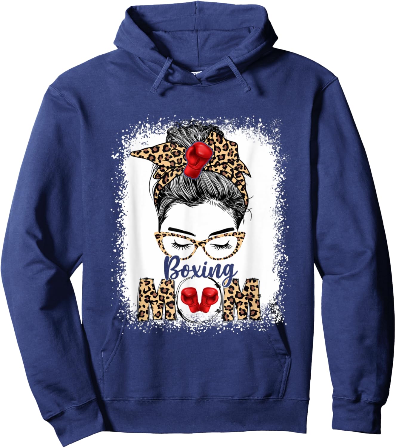 Funny Boxing Gloves Messy Bun Boxing Mom Hoodie - Hoodie | Navy