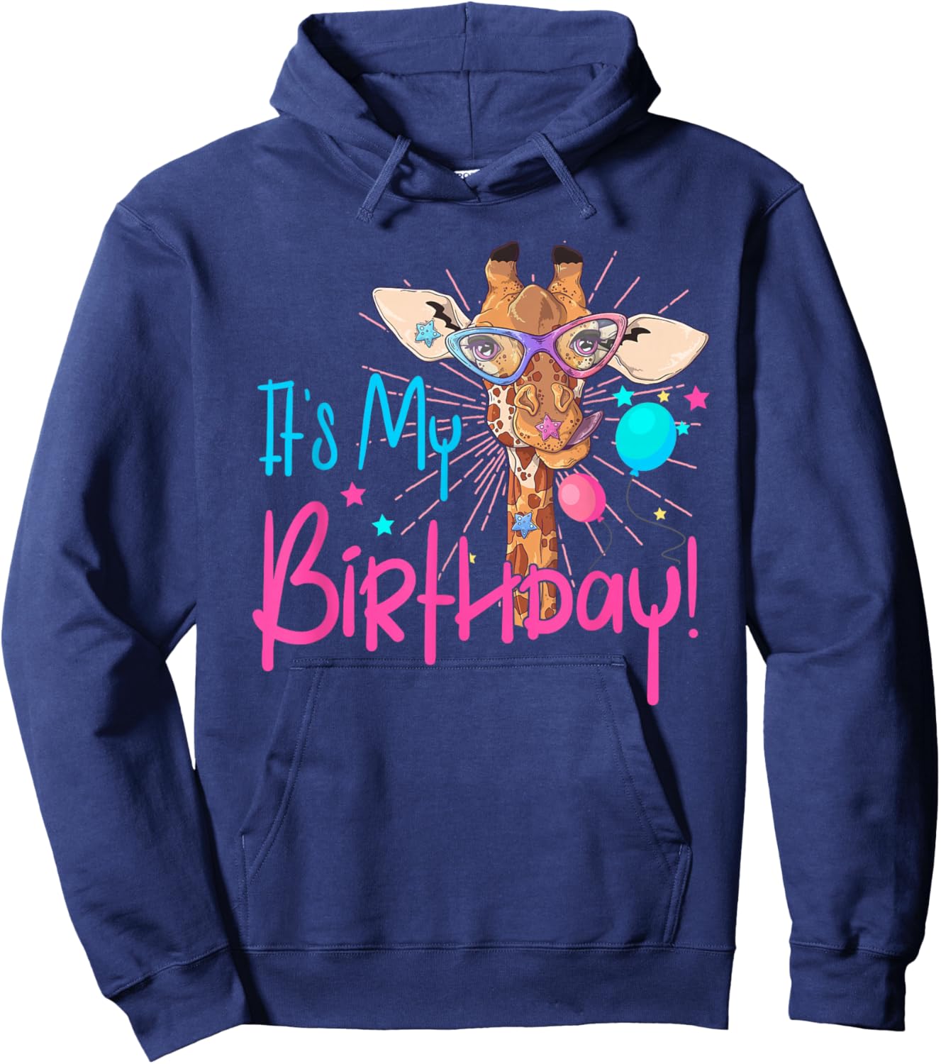 It is My Birthday Good Time Giraffe Party Animal Colorful Hoodie - Hoodie | Navy