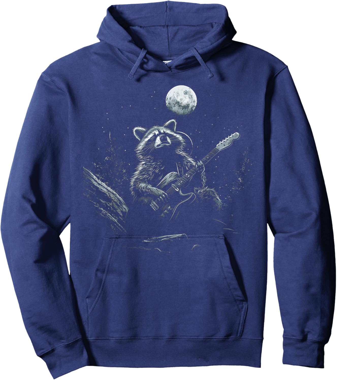 Racoon Playing Guitar Singing Funny Raccoon Meme Guitarist Hoodie - Hoodie | Navy