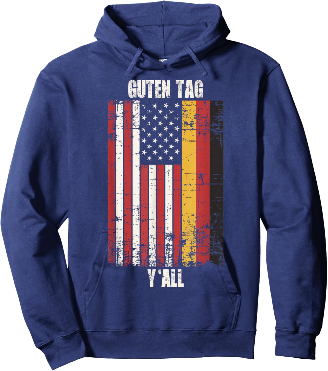 Patriotic Vintage German American Flag Guten Tag Y'all Hoodie - Hoodie | Navy