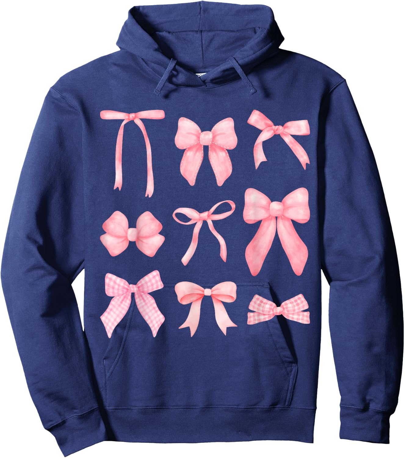 Pink Bow and Ribbon Cute Graphic for Girl Women Hoodie - Hoodie | Navy
