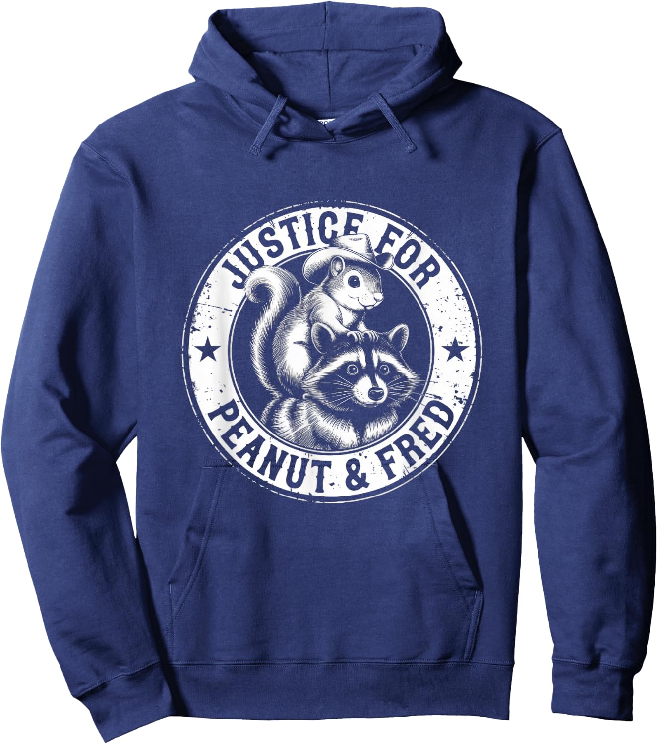 Justice For Peanut & Fred - Cute Squirrel Cowboy Hat Racoon Hoodie - Hoodie | Navy