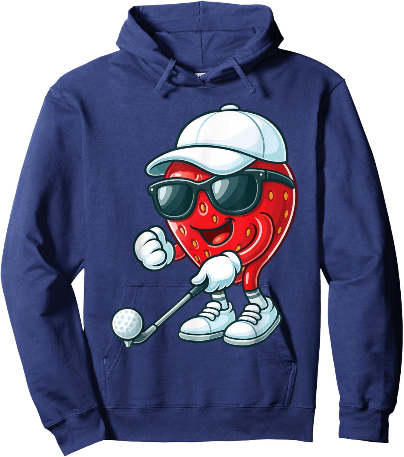 Strawberry Golfing Golfer Hoodie - Hoodie | Navy