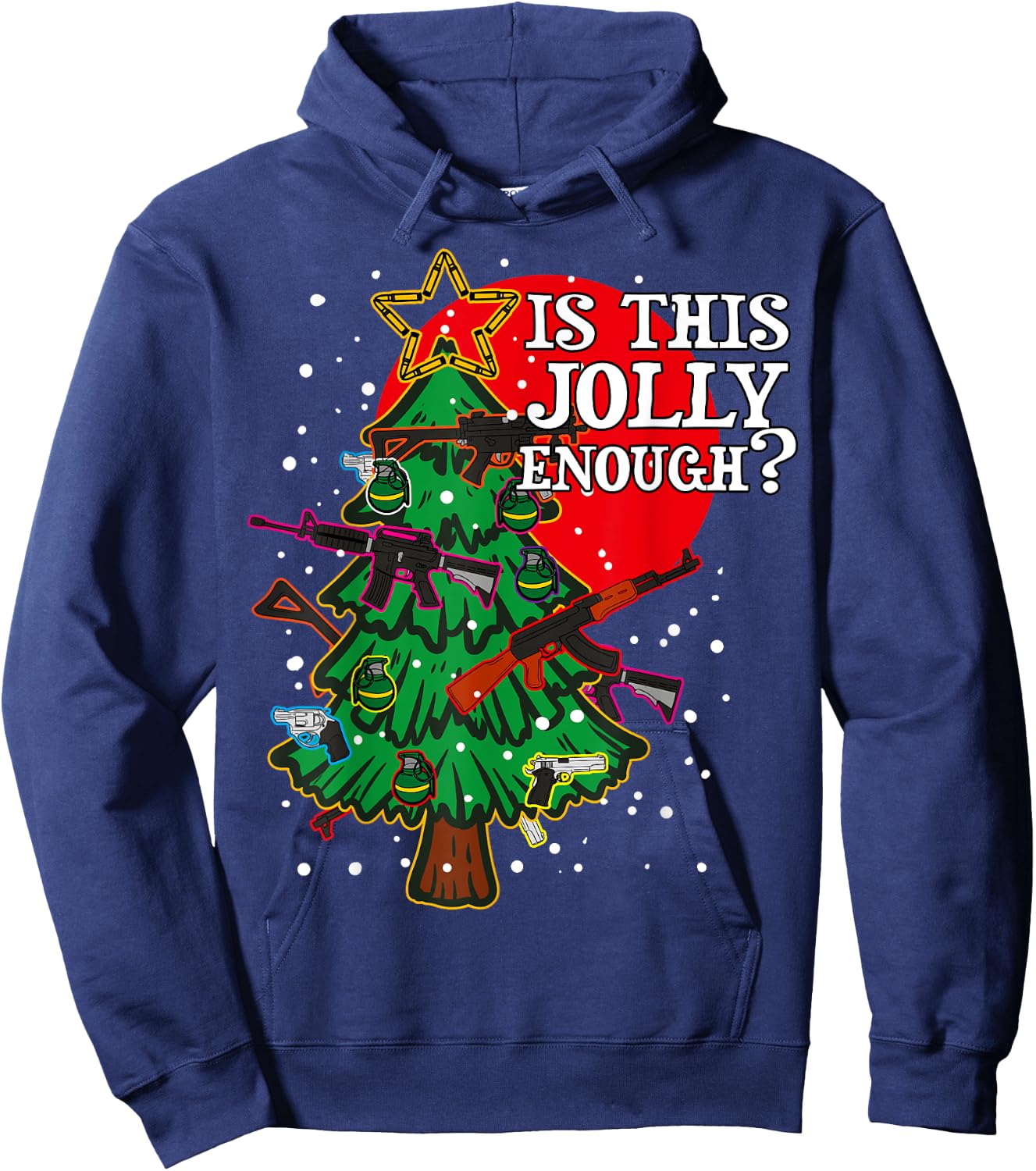 Is This Jolly Enough - Guns Christmas Tree Handgun Rifle M4 Hoodie - Hoodie | Navy