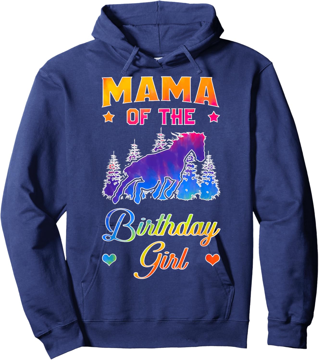 Mama Of The Birthday Girl Horse Family Bday Party Hoodie - Hoodie | Navy