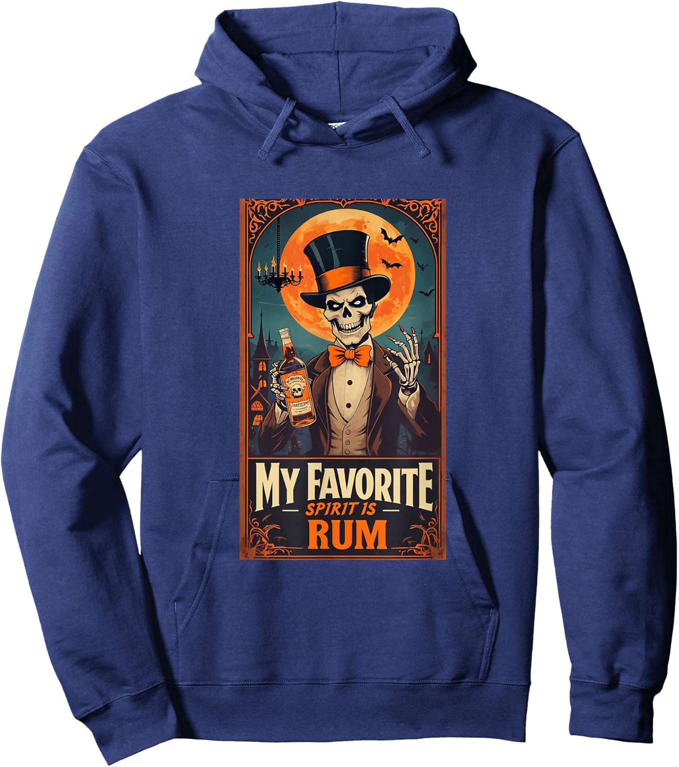 My Favorite Spirit Is Rum Skull Spooky Ghost Halloween Hoodie - Hoodie | Navy