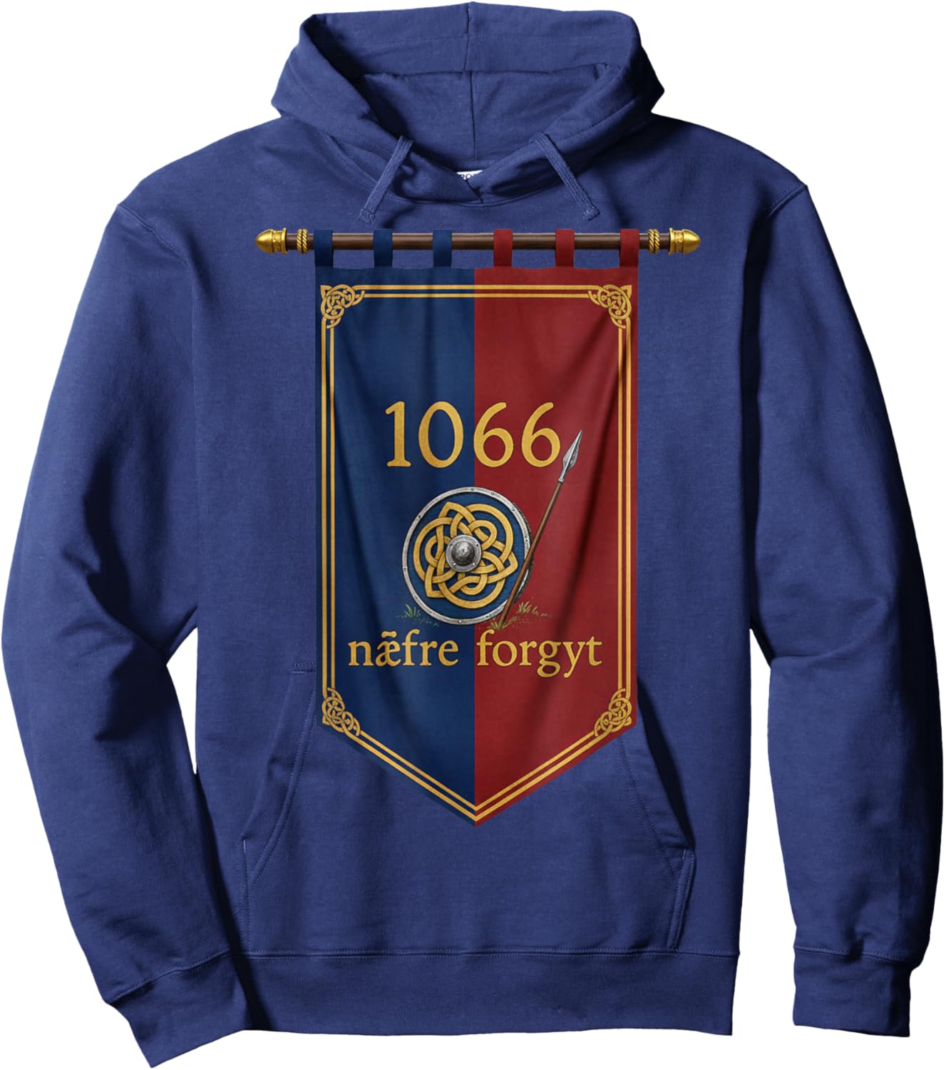 1066 Naefre Forgyt Never Forget Viking England History Hoodie - Hoodie | Navy