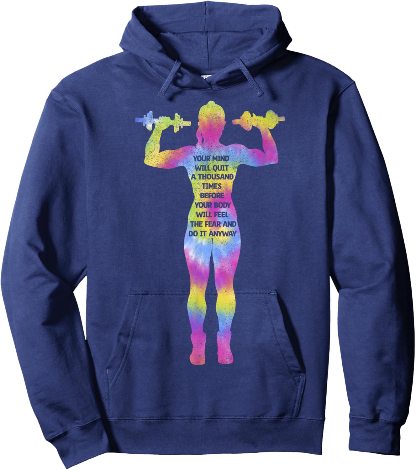 Motivating Fitness Woman Bodybuilding Gym Tie Dye Workout Hoodie - Hoodie | Navy
