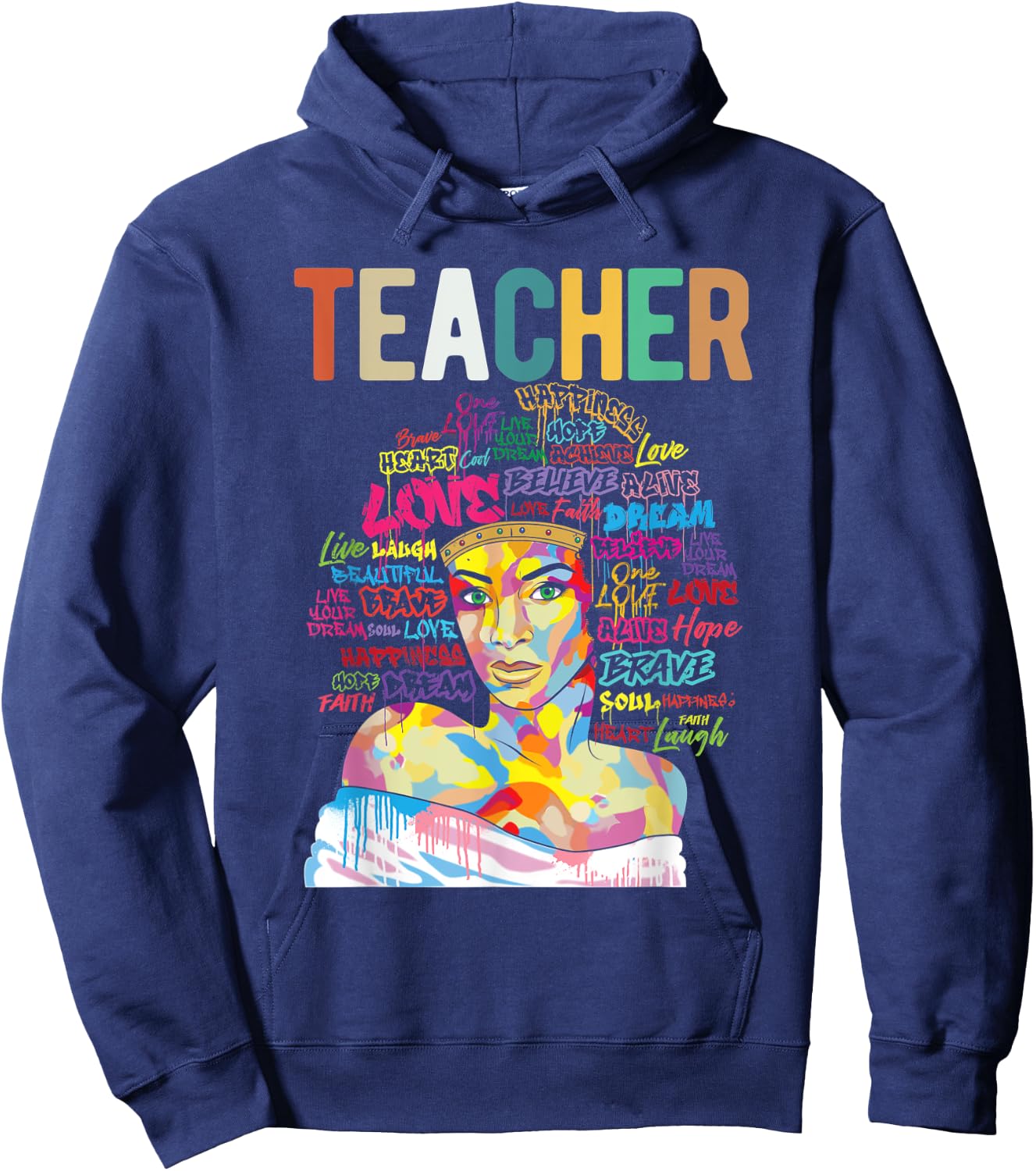 Natural Hair Afro for African American Teachers Gift Hoodie - Hoodie | Navy