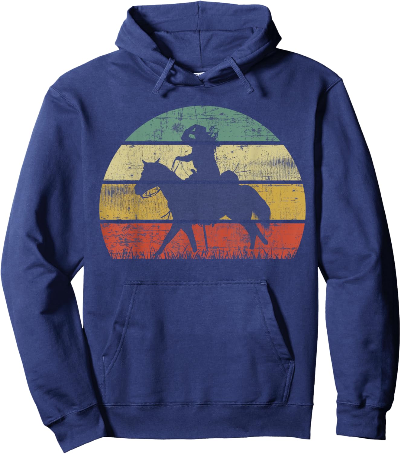 Retro Girl Horse Riding Vintage Cowgirl Texas Ranch Hoodie - Hoodie | Navy